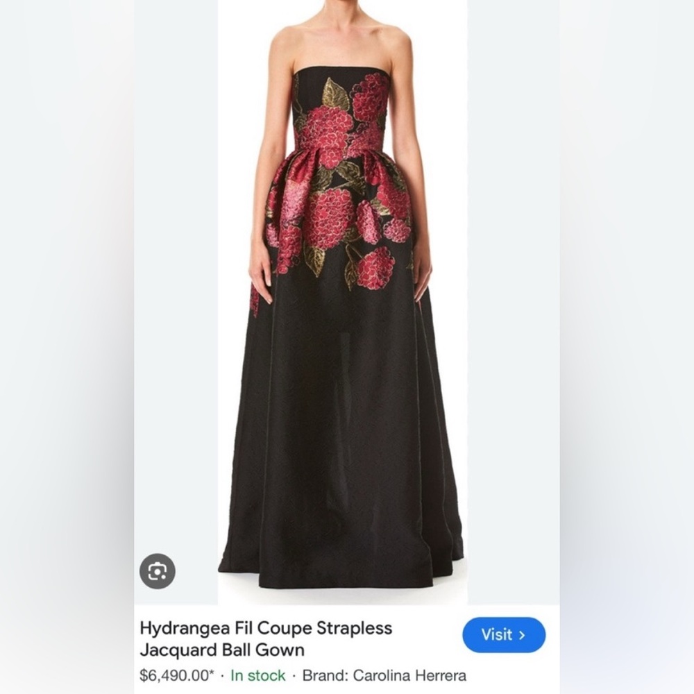 Carolina Herrera Hydrangea Fil coupe strapless Jacquard Ball Gown NWT size 4
